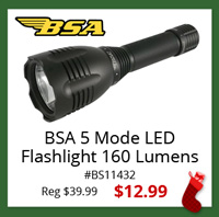 BSA Tactical Flashlight 160 Lumens 5 Mode White LED