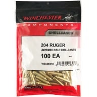 Winchester Brass 204 Ruger Unprimed Bag of 100