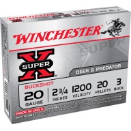 Product Name: WINCHESTER BUCK 20ga 2.75" SUP-X #3 (20plt) 1200fps 5b 50c