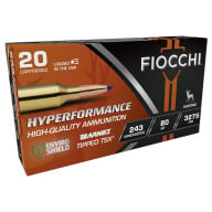 FIOCCHI AMMO 243 WINCHESTER 80gr TTSX HYP HUNT 20/b 10/c