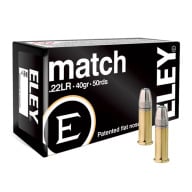 ELEY AMMO 22LR 40gr LDFN MATCH EPS RIFLE 50b 100c