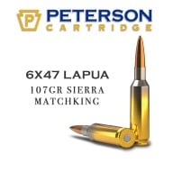 PETERSON AMMO 6x47 LAPUA 107gr SIERRA MK 20/BX