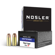NOSLER AMMO 9MM+P 124gr JHP BONDED DEF HNDGUN 20b 20c