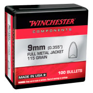 WINCHESTER BULLET 9MM (.355) 115gr FMJ HB 100/bx 10/cs