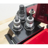 Product Name: InLine Fab Sidebin System for RCBS Rockchucker RC 1 / 2 / 3 / Supreme / Turret / Pro2000 (1 3/16" holes) w/ Black Bins