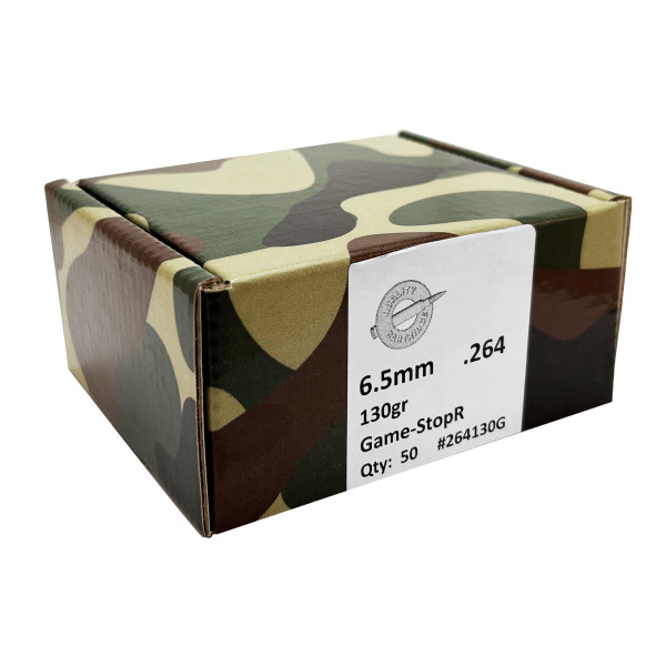 QUALITY CARTRIDGE 6.5MM (.264) 130g BULLET GSTOPR 50/bx