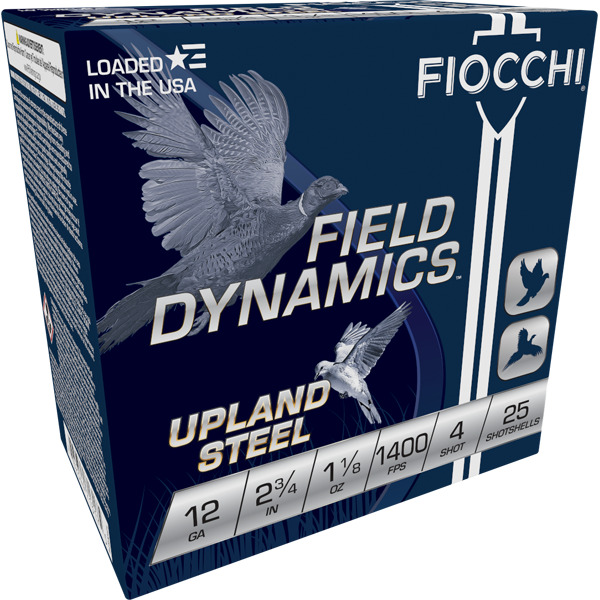 FIOCCHI AMMO 12ga 2.75" STEEL 1400fps 1-1/8o #4 25b 10c