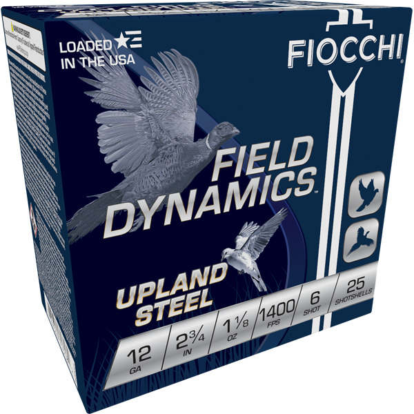 FIOCCHI AMMO 12ga 2.75" STEEL 1400fps 1-1/8o #6 25b 10c