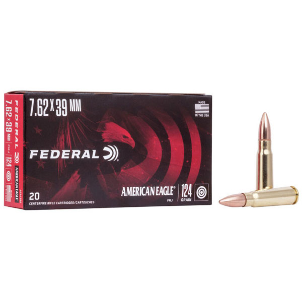 FEDERAL AMMO 7.62x39 124gr FMJ AM.-EAGLE 20/bx 25/cs