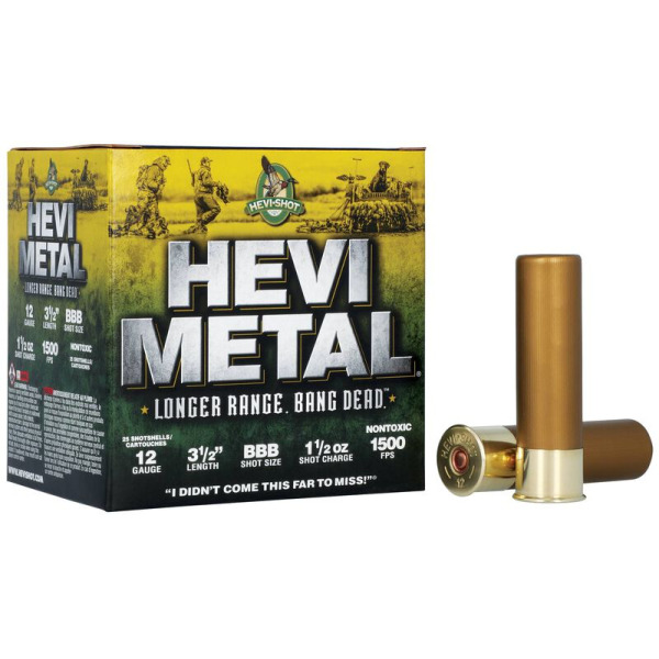HEVI SHOT 12ga LONG RANGE 3.5" 1.5oz #BBB 25bx 10cs