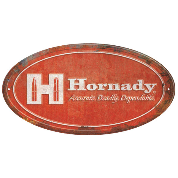 HORNADY OVAL TIN SIGN 18"x12"