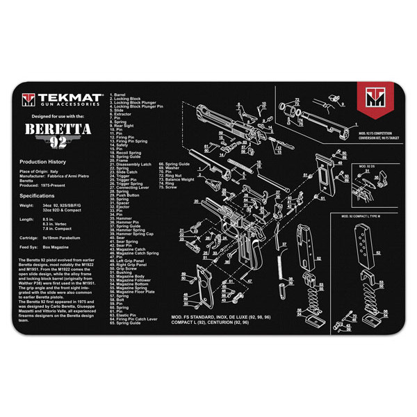 TEKMAT BERETTA 92 17"x 11" HANDGUN MAT