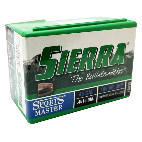 SIERRA 45(.4515)185gr JHP BULLET SPORT MASTER 100/b