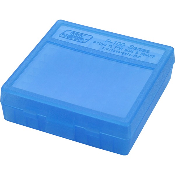 MTM PISTOL FLIP-TOP 100rd 9MM/380ACP/CLR-BLUE 24/CS