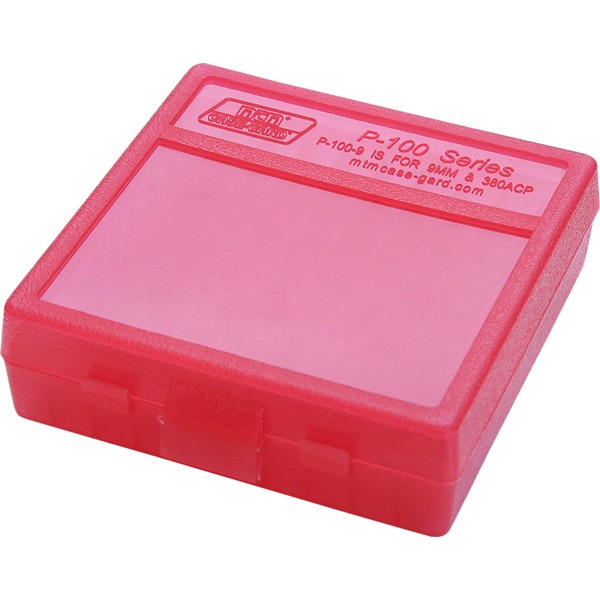 MTM PISTOL FLIP-TOP 100rd 9MM/380ACP/CLEAR-RED 24/C