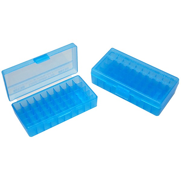 MTM PISTOL FLIP-TOP 50rd 9MM/380ACP/CLR-BLUE 24/CS