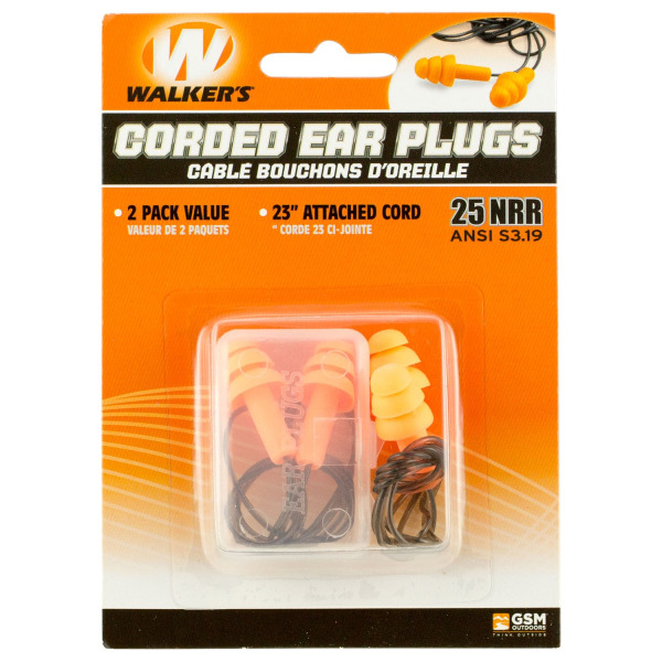 WALKERS CORDED EAR PLUGS 2-PACK 24/CS