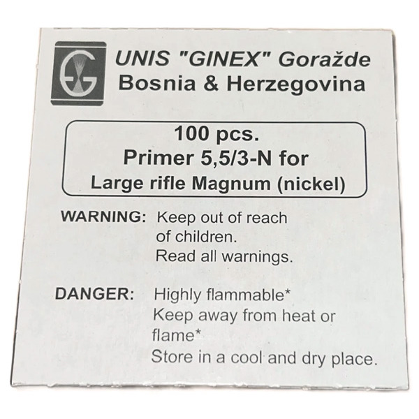 UNIS GINEX PRIMER LARGE RIFLE MAG "NICKEL" 5000cs