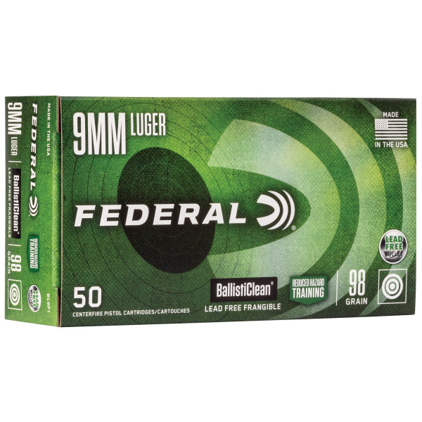 FEDERAL AMMO 9MM LUGER 98gr CU/POLY 50/bx 20/cs