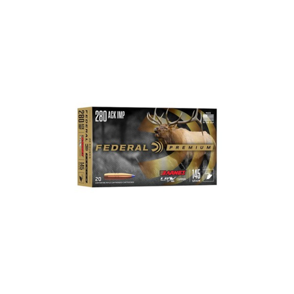 FEDERAL AMMO 280 ACKLEY IMP. 145gr BARNES LRX 20/bx
