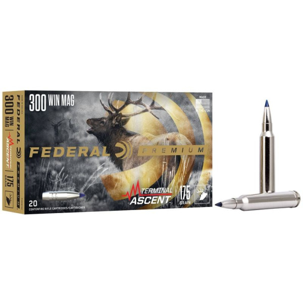 FEDERAL AMMO 300 WINCHESTER MAG 175g TERMINAL ASCENT 20/b 10/c