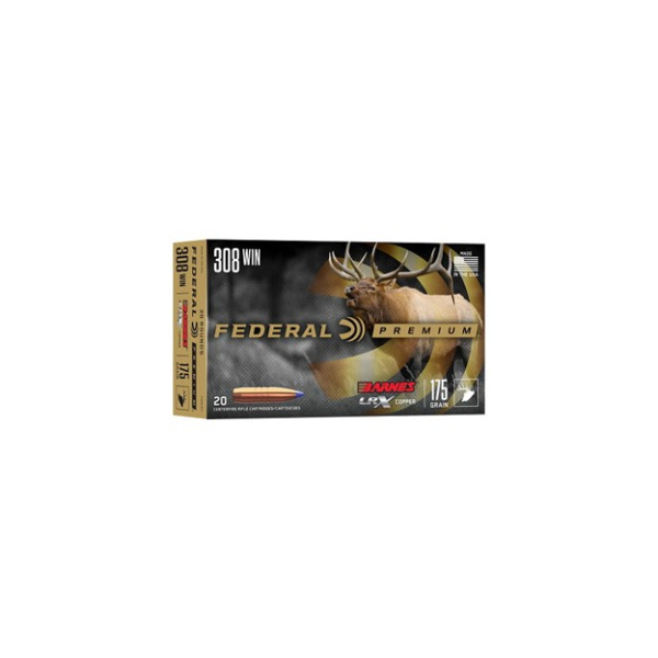 FEDERAL AMMO 308 WINCHESTER 175gr BARNES LRX 20/bx 10/cs