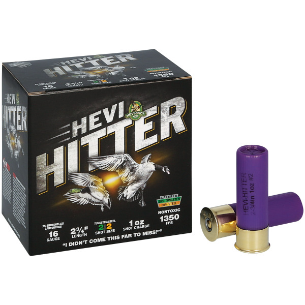 HEVI-SHOT 16ga HEVI-HITTR 2.75" 1oz #2 TG/STL 25/bx