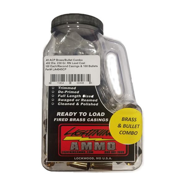 LIGHTNING COMBO .452 230g RN & 45 ACP "READY"100 EA