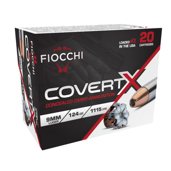 FIOCCHI AMMO 9MM LUGER 124gr JHP COVERT X 20/b 10/c