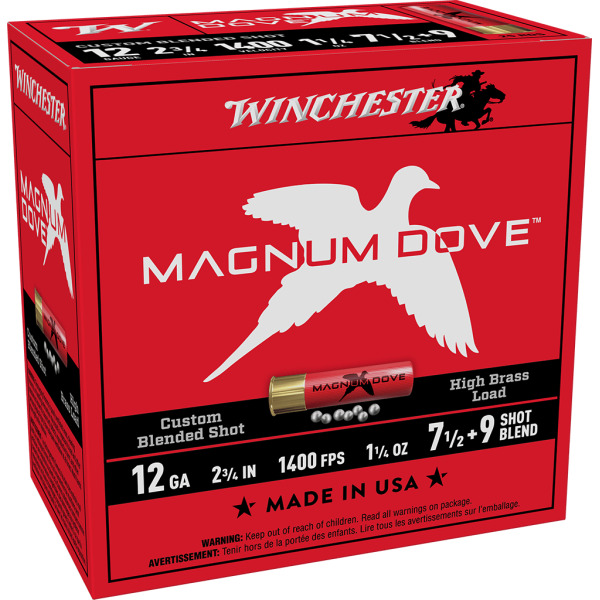 WINCHESTER AMMO 12ga 2.75 1-1/4o MAG DOVE #7.5&9 25/b 10/c