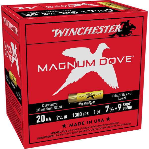 WINCHESTER AMMO 20ga 2.75 1oz MAG DOVE #7.5&9 25/b 10/c