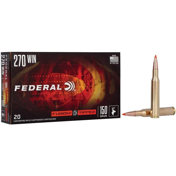 FEDERAL AMMO 270 WINCHESTER 150gr FUSION TIPPED 20bx 10cs