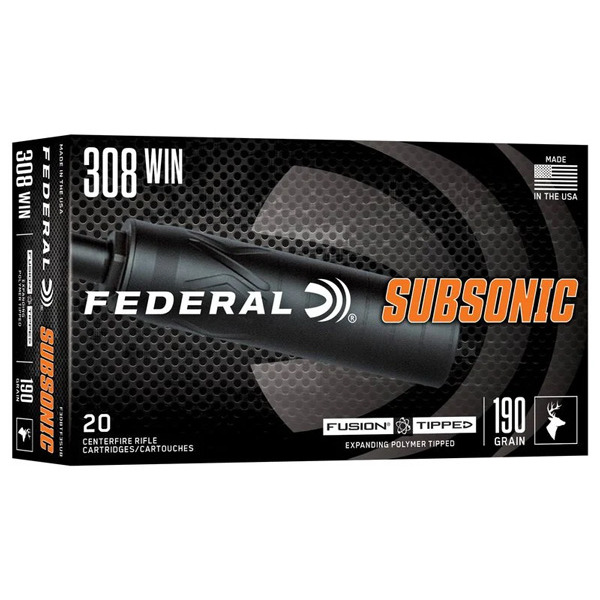FEDERAL AMMO 308 WINCHESTER 190gr FUSION TIP-SUB 20bx 10cs