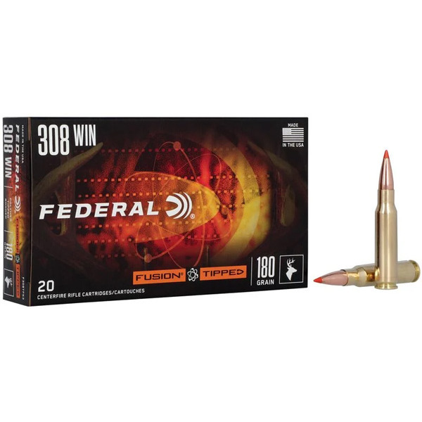 FEDERAL AMMO 308 WINCHESTER 180gr FUSION TIPPED 20bx 10cs