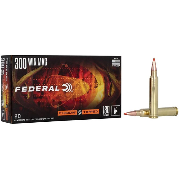 FEDERAL AMMO 300 WINCHESTER MAG 180g FUSION TIPPED 20bx 10cs
