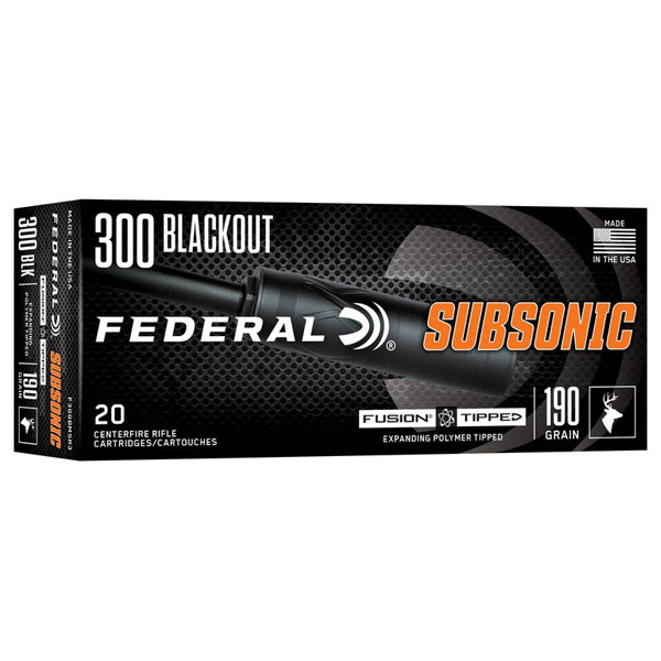 FEDERAL AMMO 300 BLK 190gr FUSION TIP-SUB 20bx 10cs