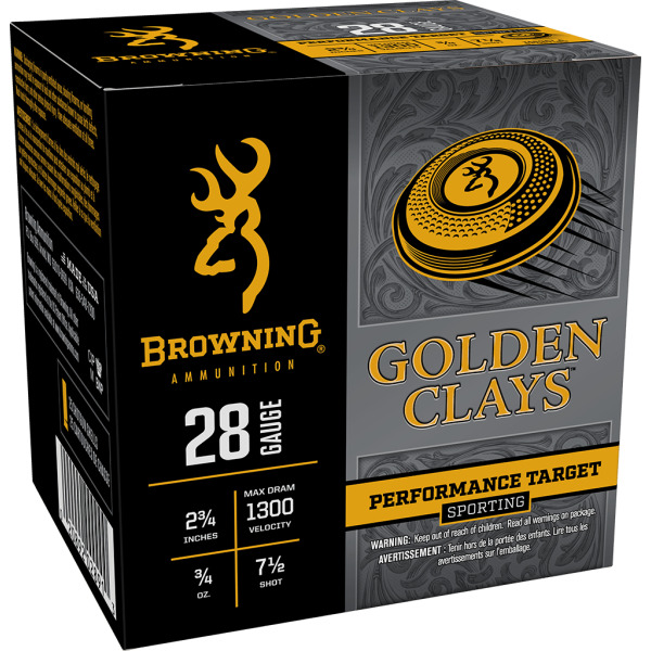BROWNING AMMO 28ga 2.75d 3/4 1300fps #7.5 GLD CL 250/c