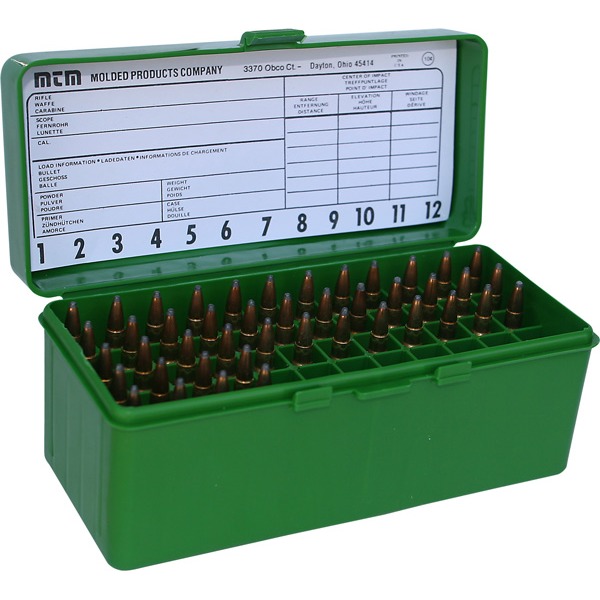 MTM RIFLE FLIP-TOP 60rd 22250-308/GREEN 12/CS