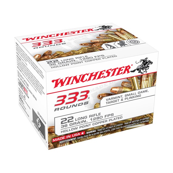 WINCHESTER AMMO 22LR 36gr COPPER PLATED HP 333/bx 10/cs