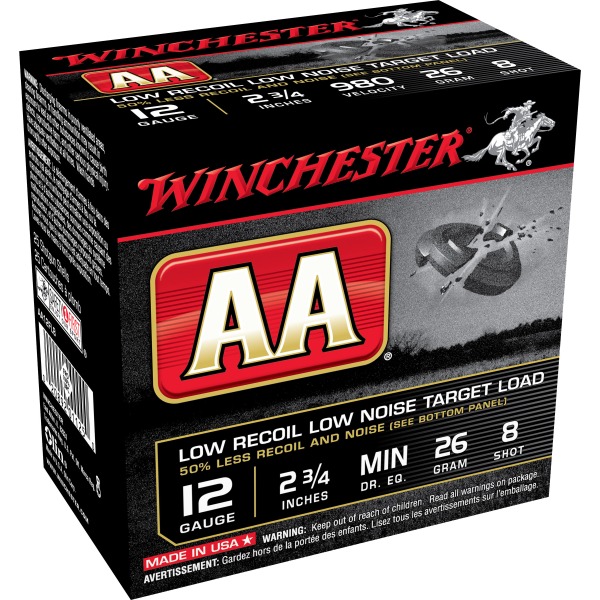 WINCHESTER AA 12ga 1.75d 26g LOW RECOIL 980fps #8 250/cs