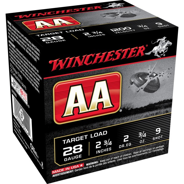 WINCHESTER AA 28ga 2dram .75oz 1200fps #9 250/cs
