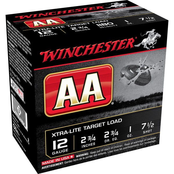 WINCHESTER AA 12ga 2.75dram 1oz 1180fps #7.5 250/cs