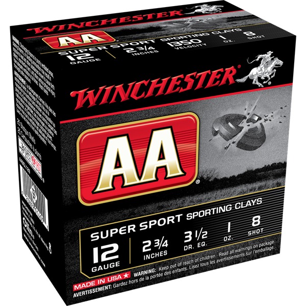 WINCHESTER AA 12ga S.C. 2.75 1oz 1350fps #8 250/cs