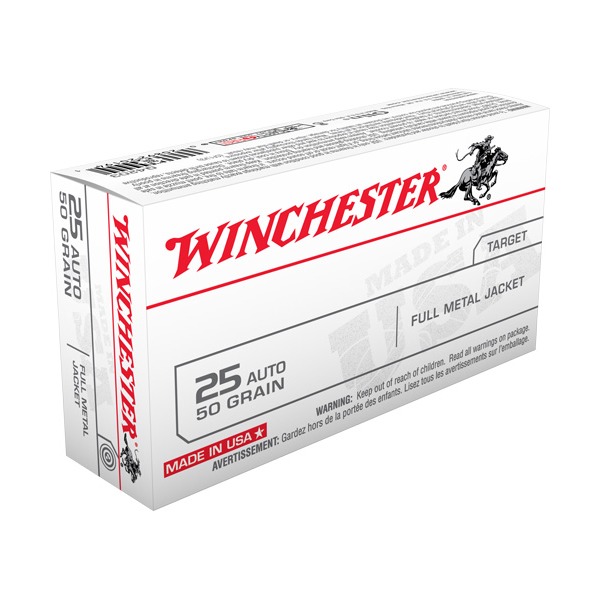 WINCHESTER AMMO 25 AUTO 50gr FMJ 50/bx 10/cs