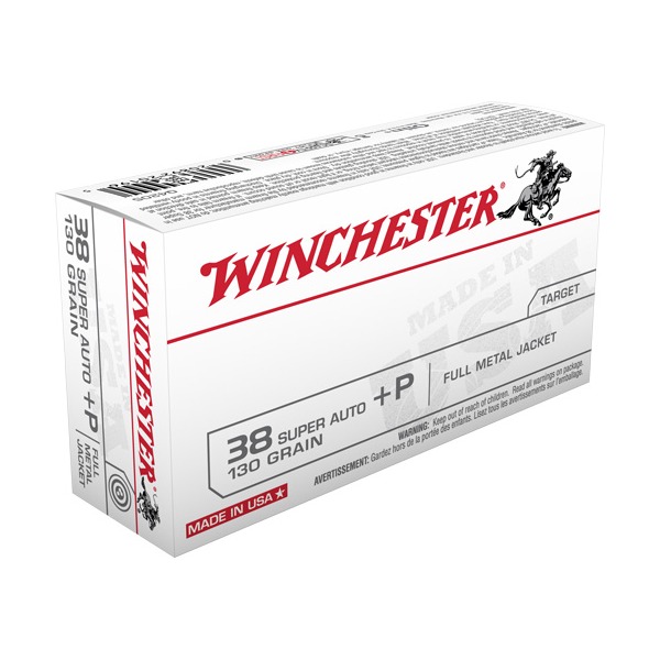 WINCHESTER AMMO 38 SUPER AUTO +P 130gr FMJ 50/bx 10/cs