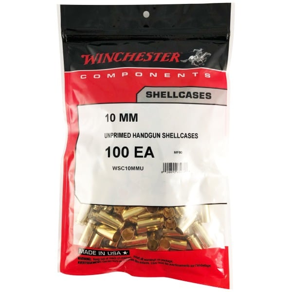 Winchester Brass 10mm Auto Unprimed Bag of 100