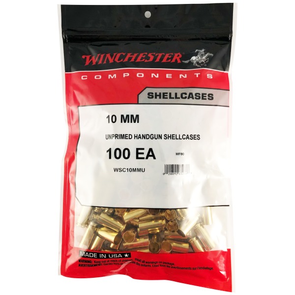 Winchester Brass 10mm Auto (JAG) Unprimed Bag of 100