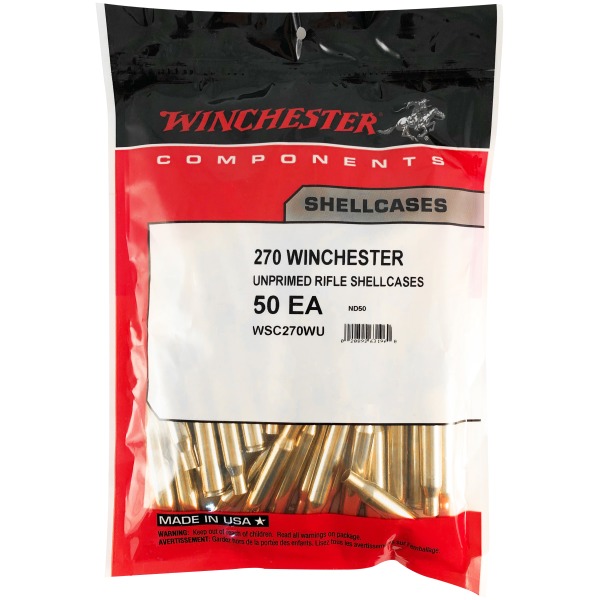 Winchester Brass 270 Winchester Unprimed Bag of 50