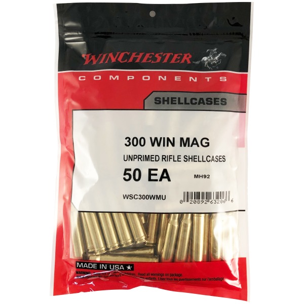 Winchester Brass 300 Winchester Mag Unprimed Bag of 50