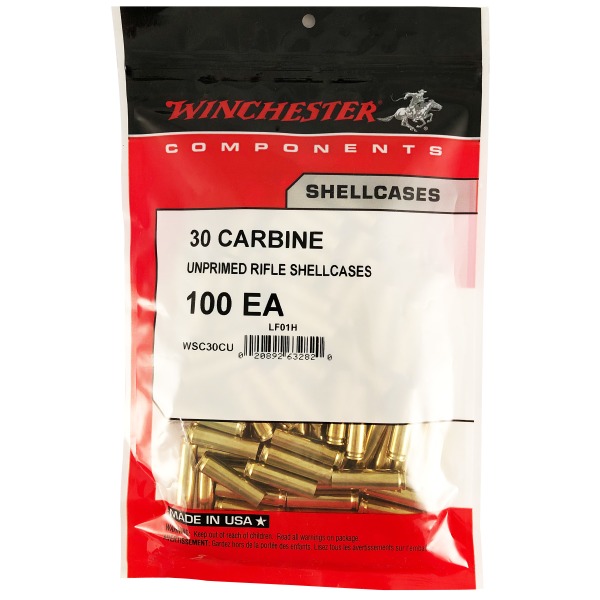 Winchester Brass 30 M1 Carbine Unprimed Bag of 100